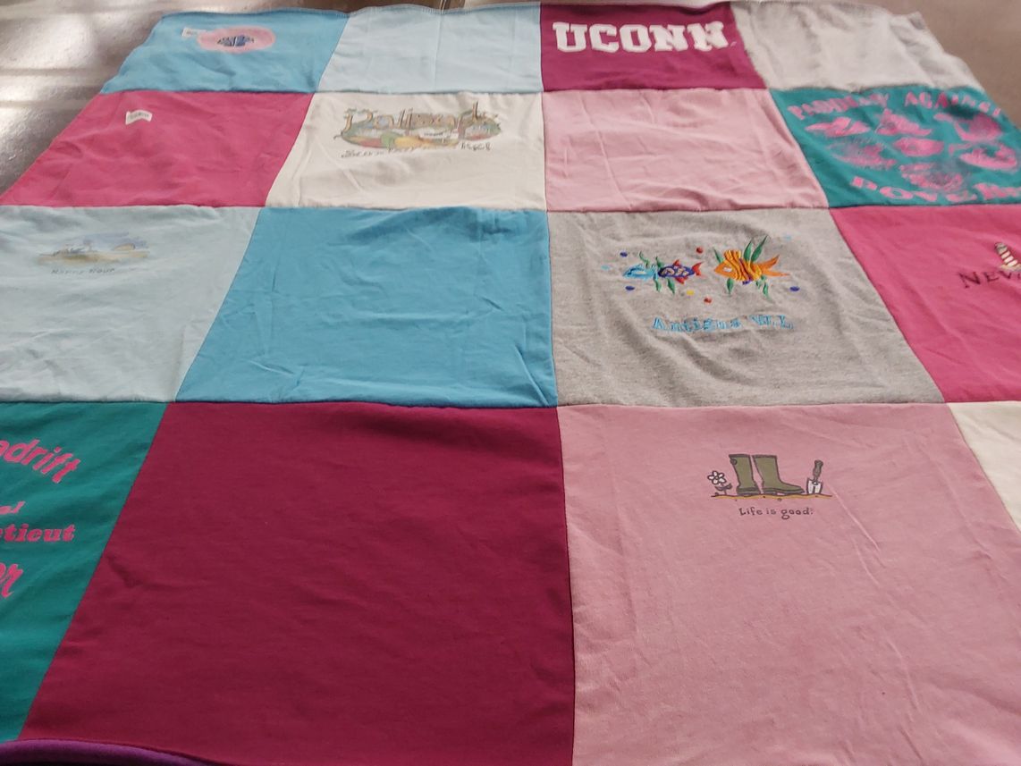 T-shirt quilt from university of connecticut by Melissa from CT