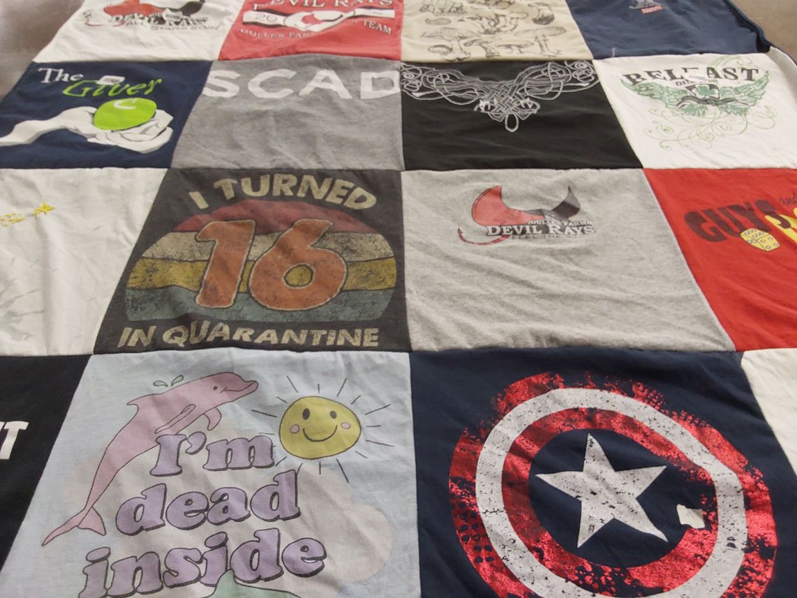 T-shirt quilt featuring devil rays by Margaret from VA