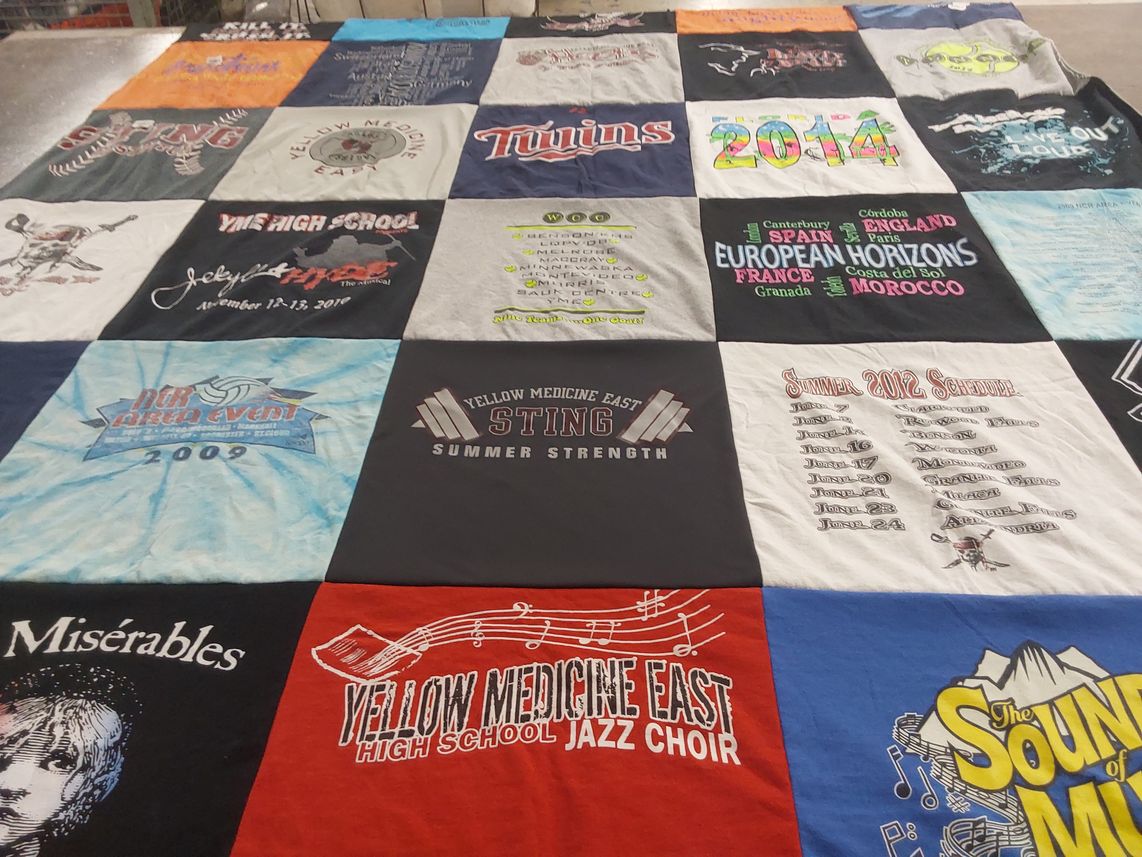 T-shirt quilt from yellow medicine east high school by Karen from MN