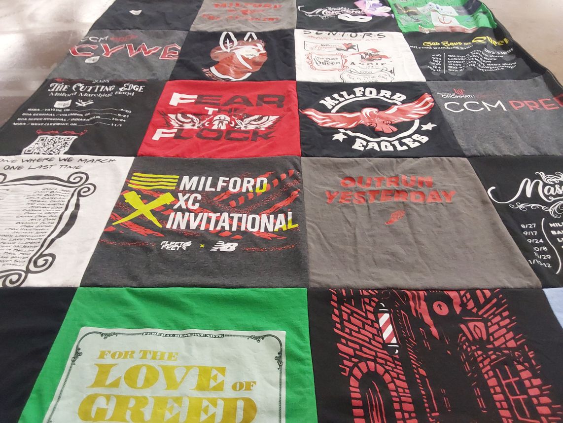 T-shirt quilt featuring milford eagles by Neila from OH