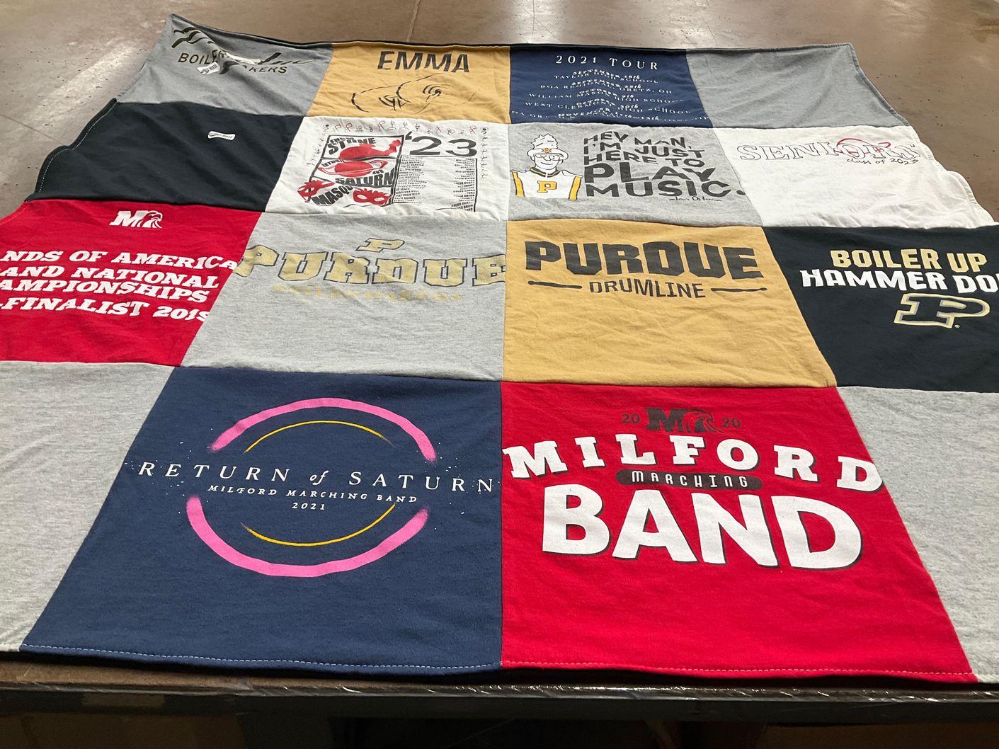 T-shirt quilt from purdue university by Neila from OH