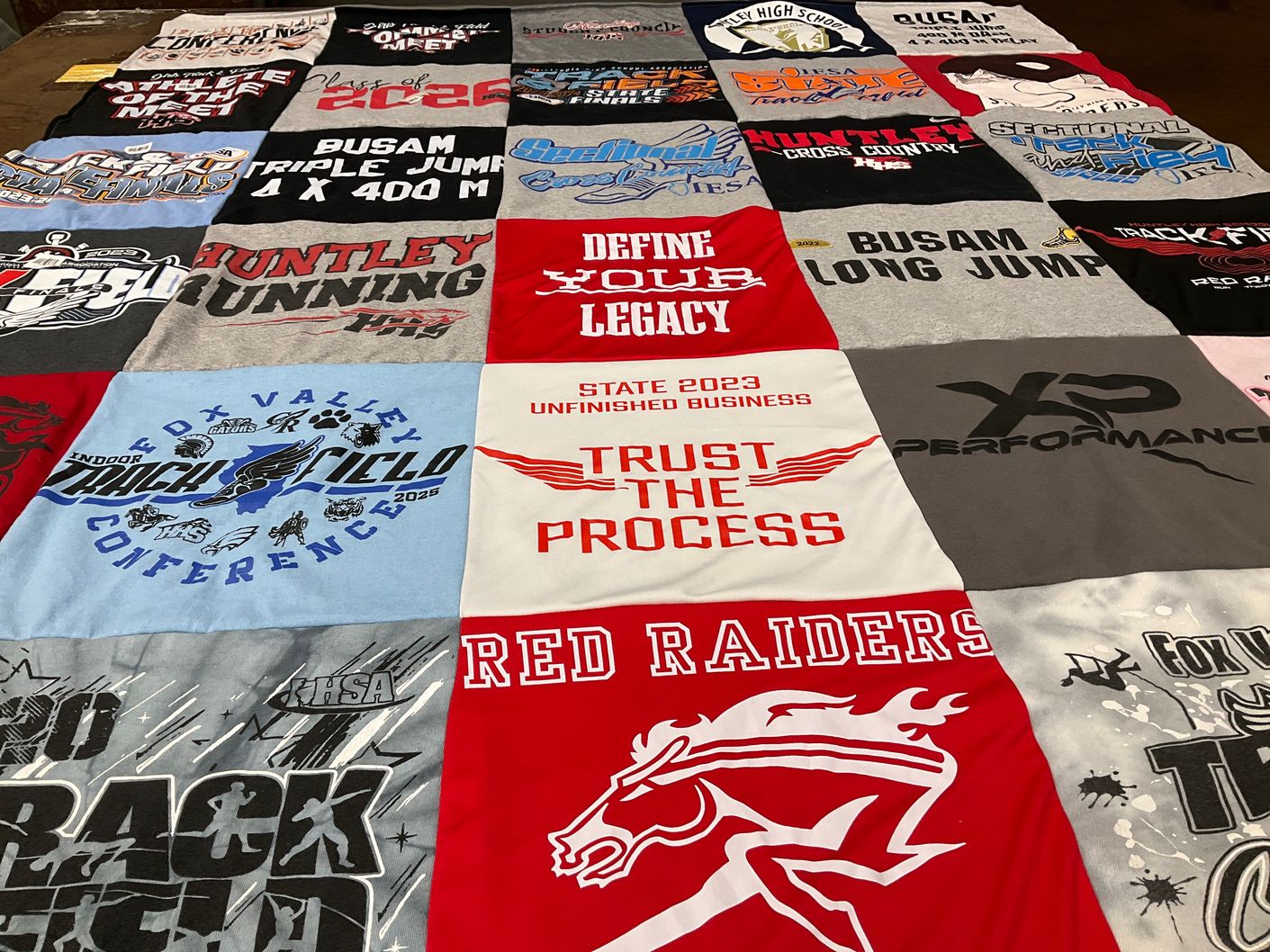 T-shirt quilt featuring red raiders by Nicole from IL