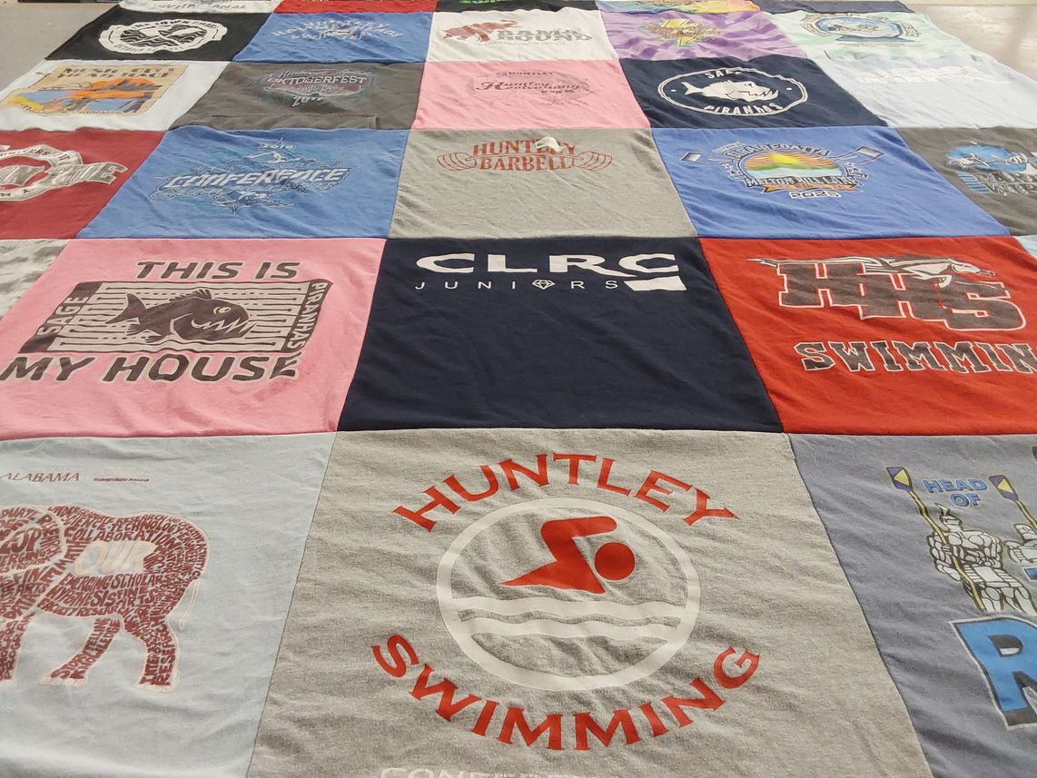 T-shirt quilt featuring huntley swimming by Christine from IL