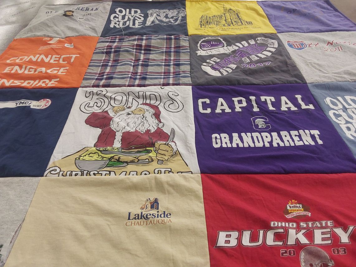 T-shirt quilt featuring ohio state university buckeyes by Anne from OH