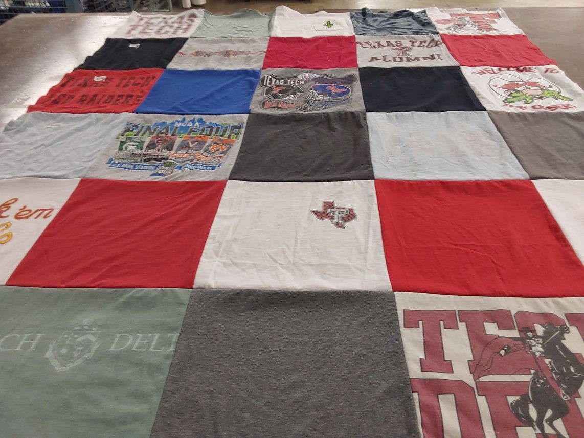 T-shirt quilt featuring texas tech raiders by Sandi from TX