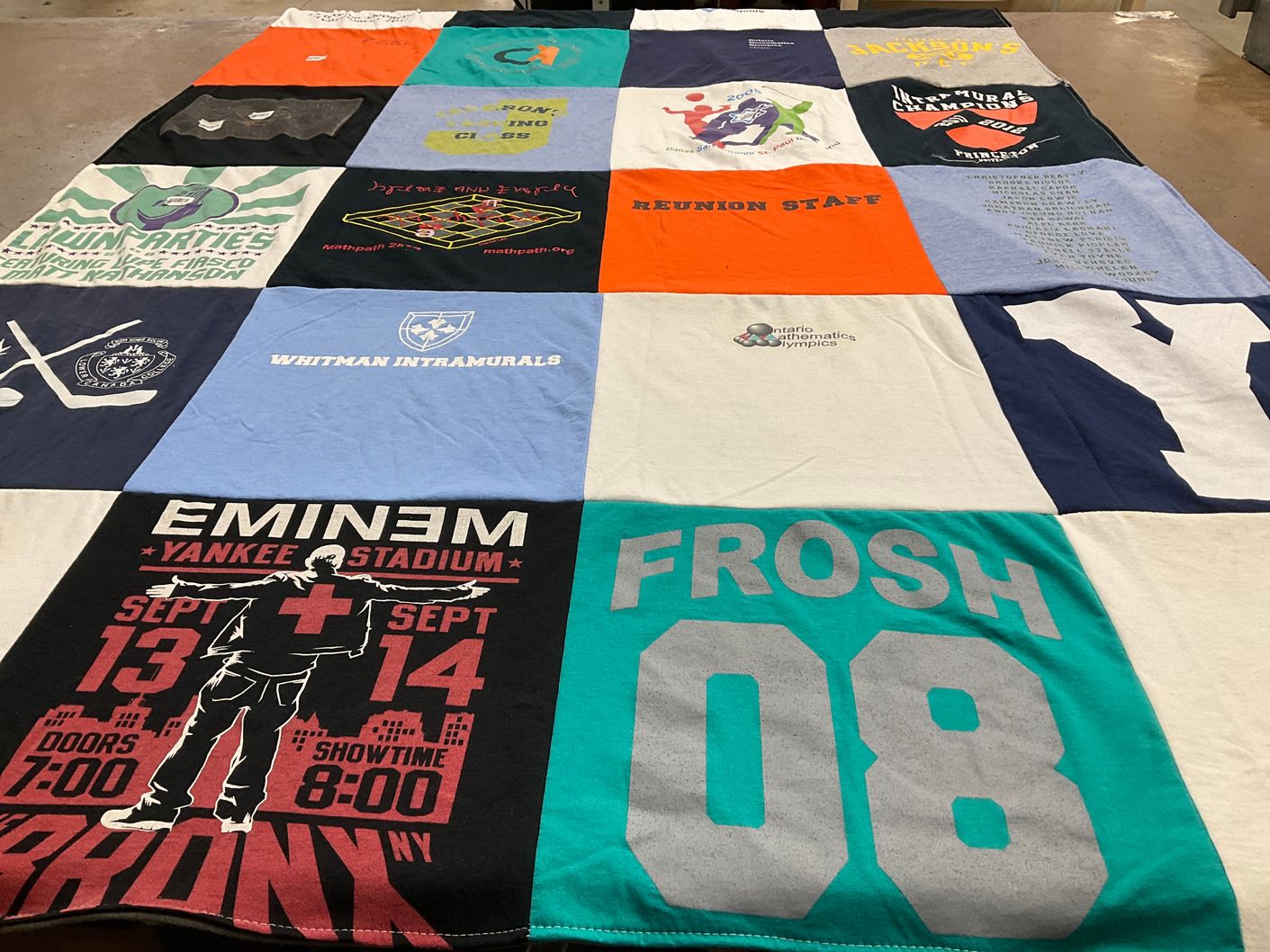 T-shirt quilt with music, sports themes by Casey from PA