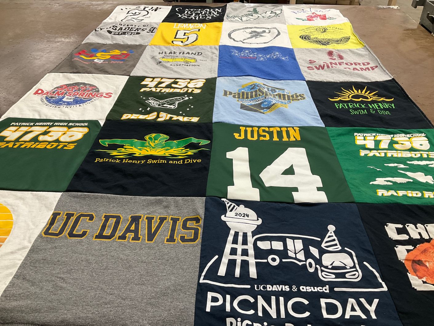 T-shirt quilt featuring patrick henry high school patriots by Kirsten from CA