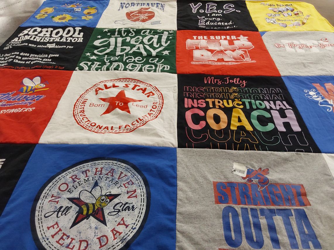 T-shirt quilt featuring north haven stingers by Courtney from TN