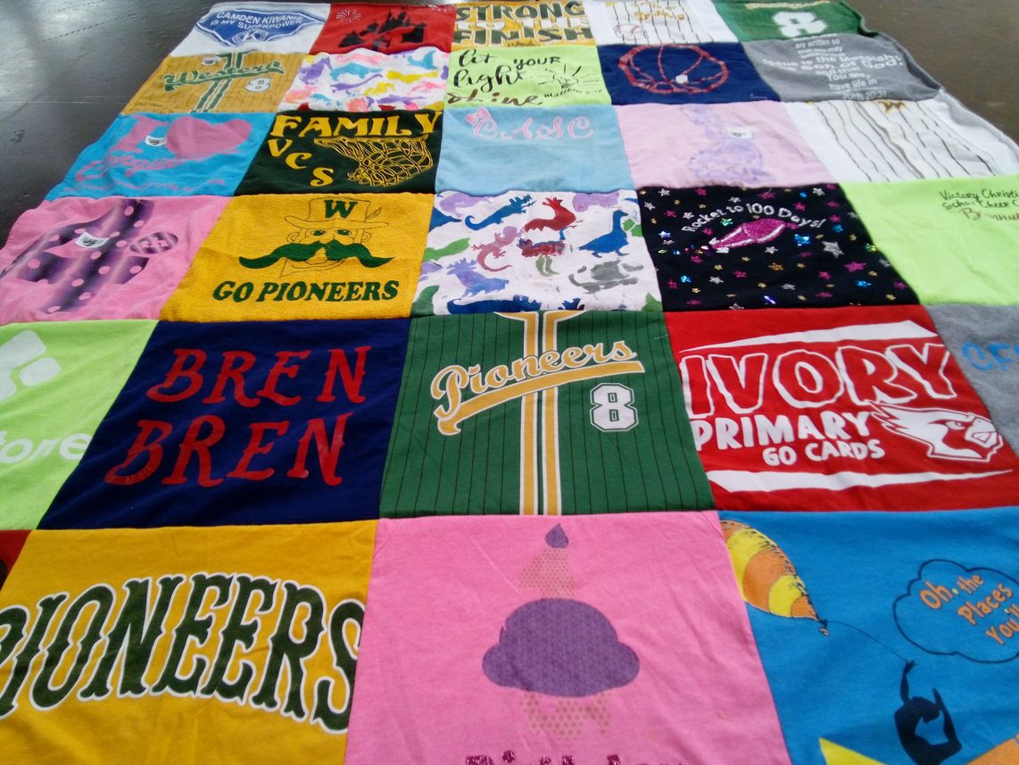 T-shirt quilt featuring pioneers by Stephanie from TX