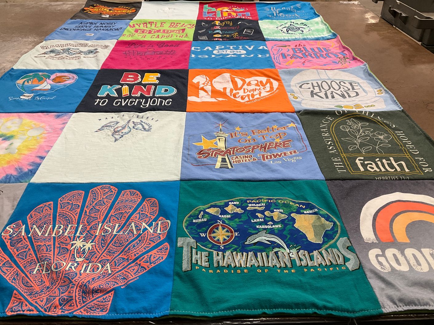T-shirt quilt with travel, beach themes by Melissa from MD