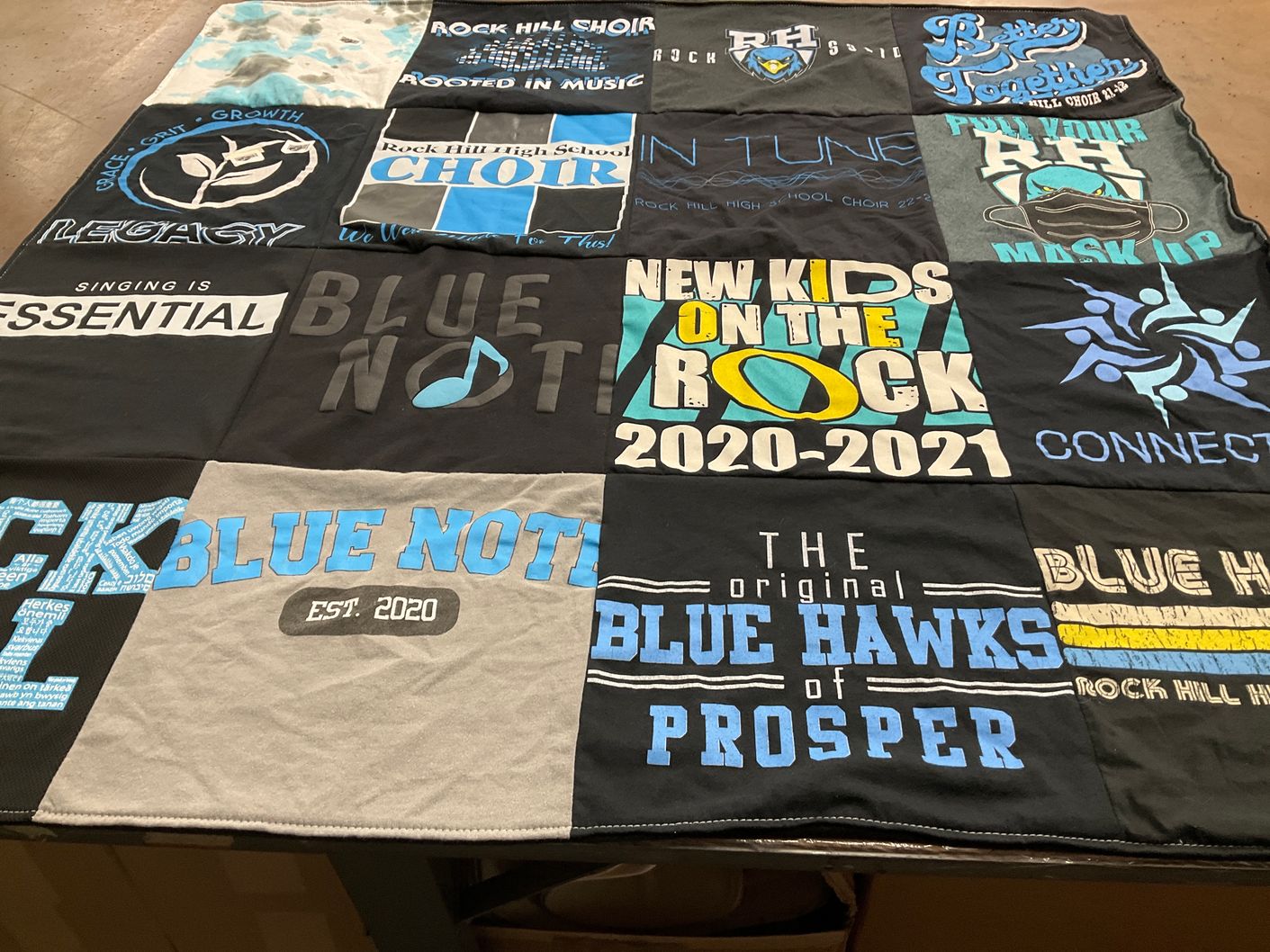 T-shirt quilt featuring blue hawks of prosper by Joshua from TX