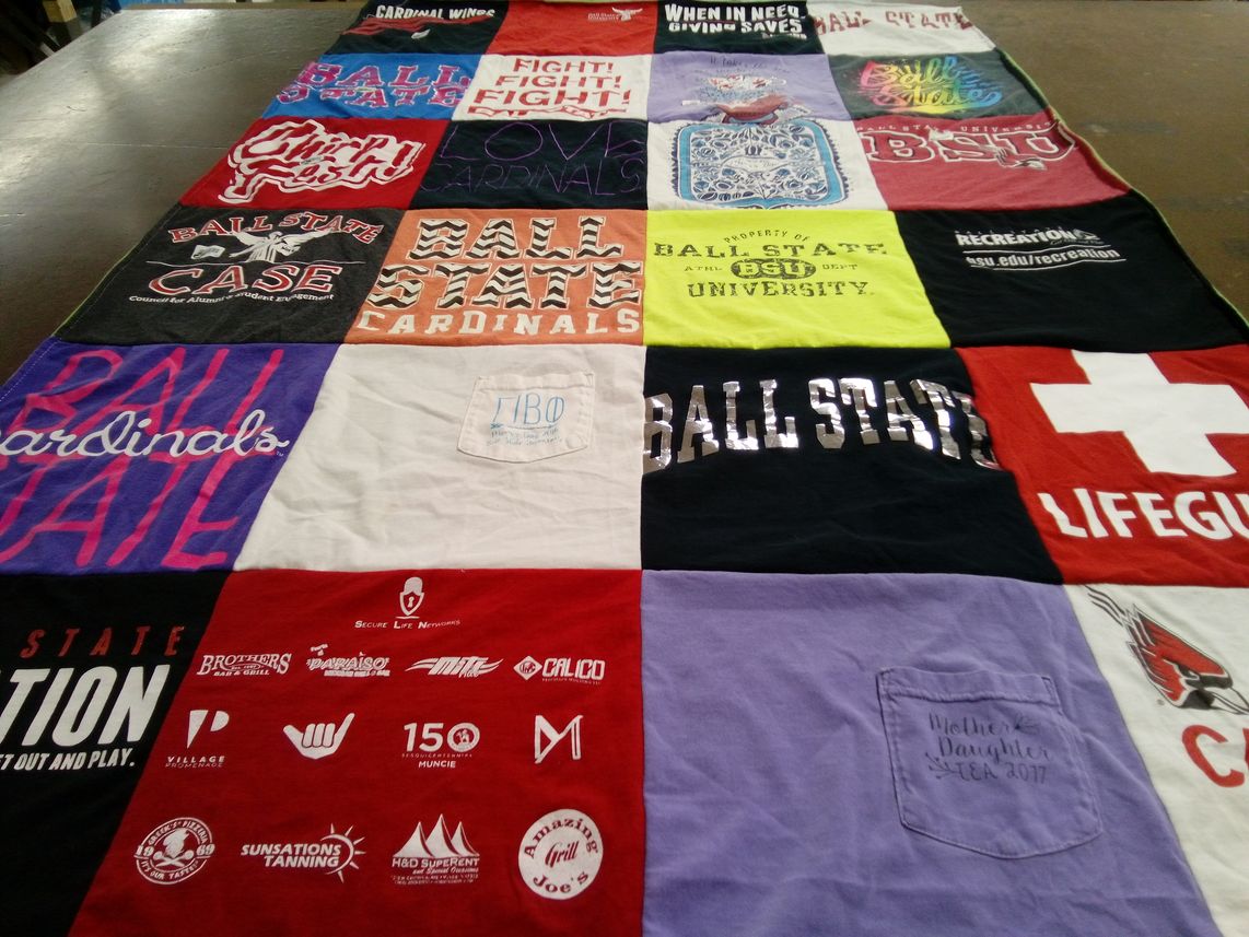 T-shirt quilt featuring ball state cardinals by Jeanie from MO