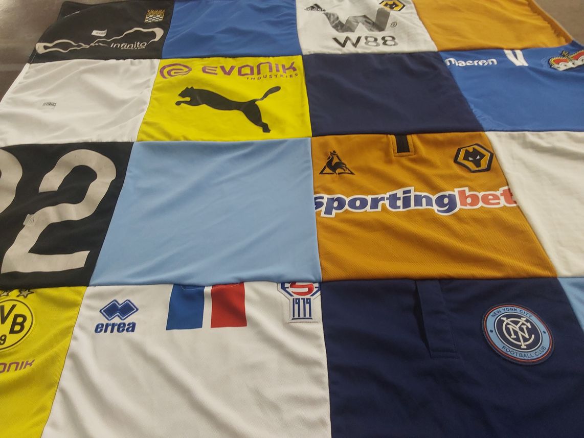 T-shirt quilt featuring new york city football club, borussia dortmund by Eliot from NY