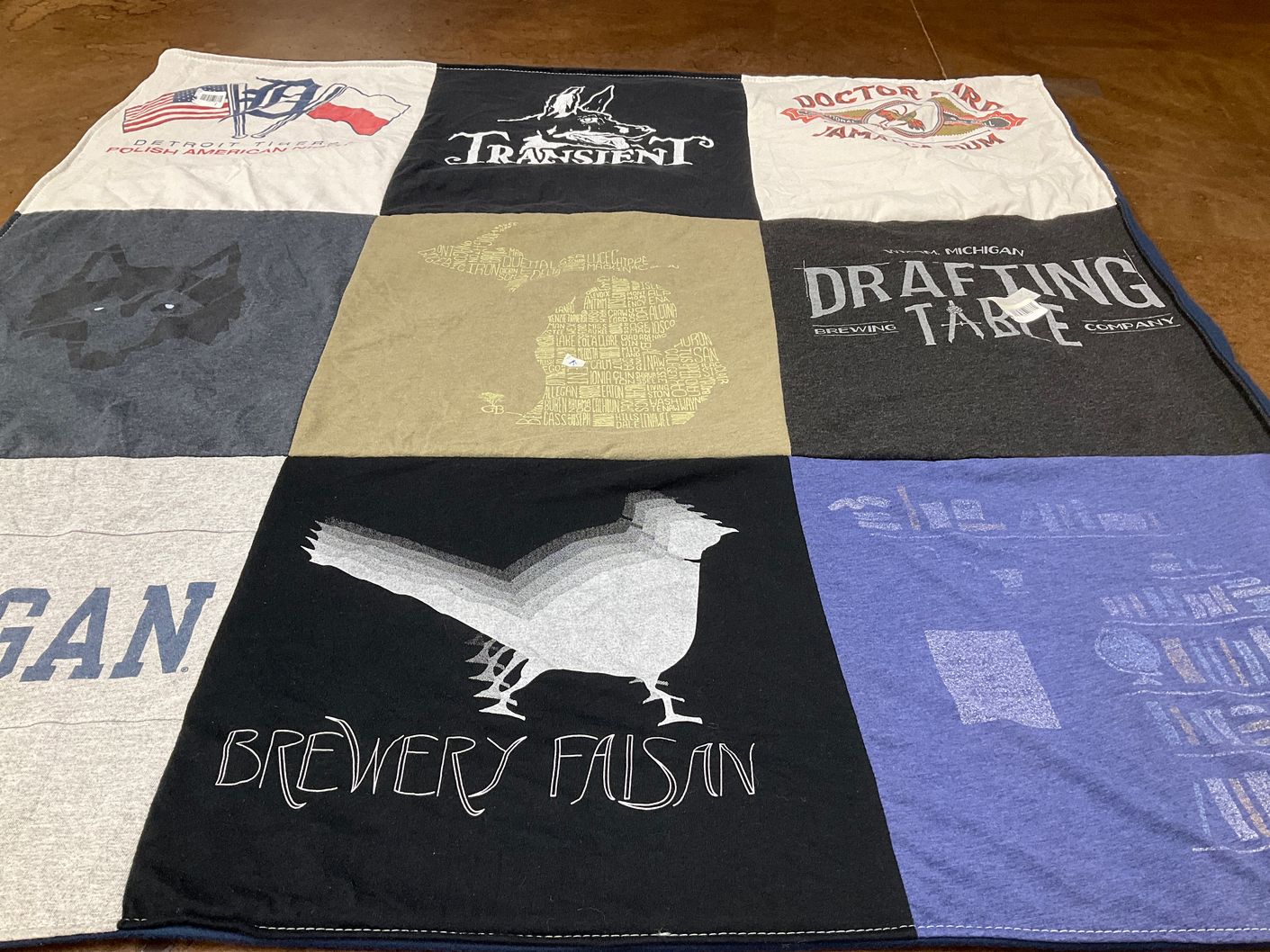 T-shirt quilt with breweries, beer themes by Jason from NV