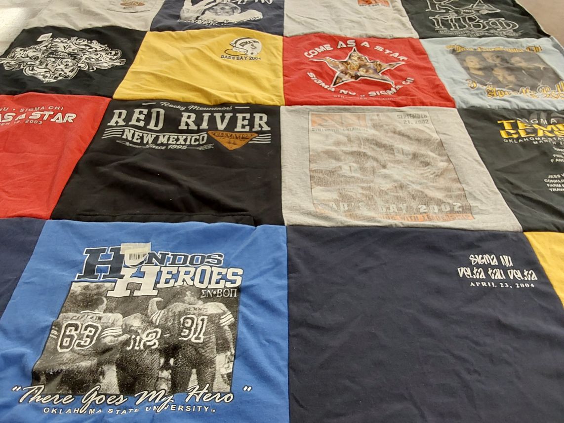 T-shirt quilt from oklahoma state university by Hattie from OK