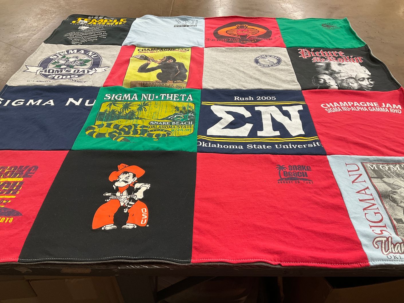 T-shirt quilt from oklahoma state university by Hattie from OK