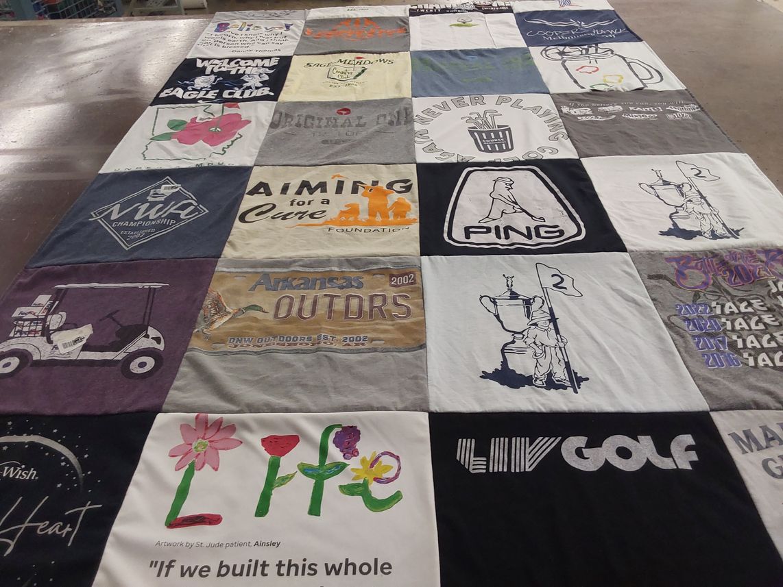 T-shirt quilt with golfing, outdoors themes by James from AR