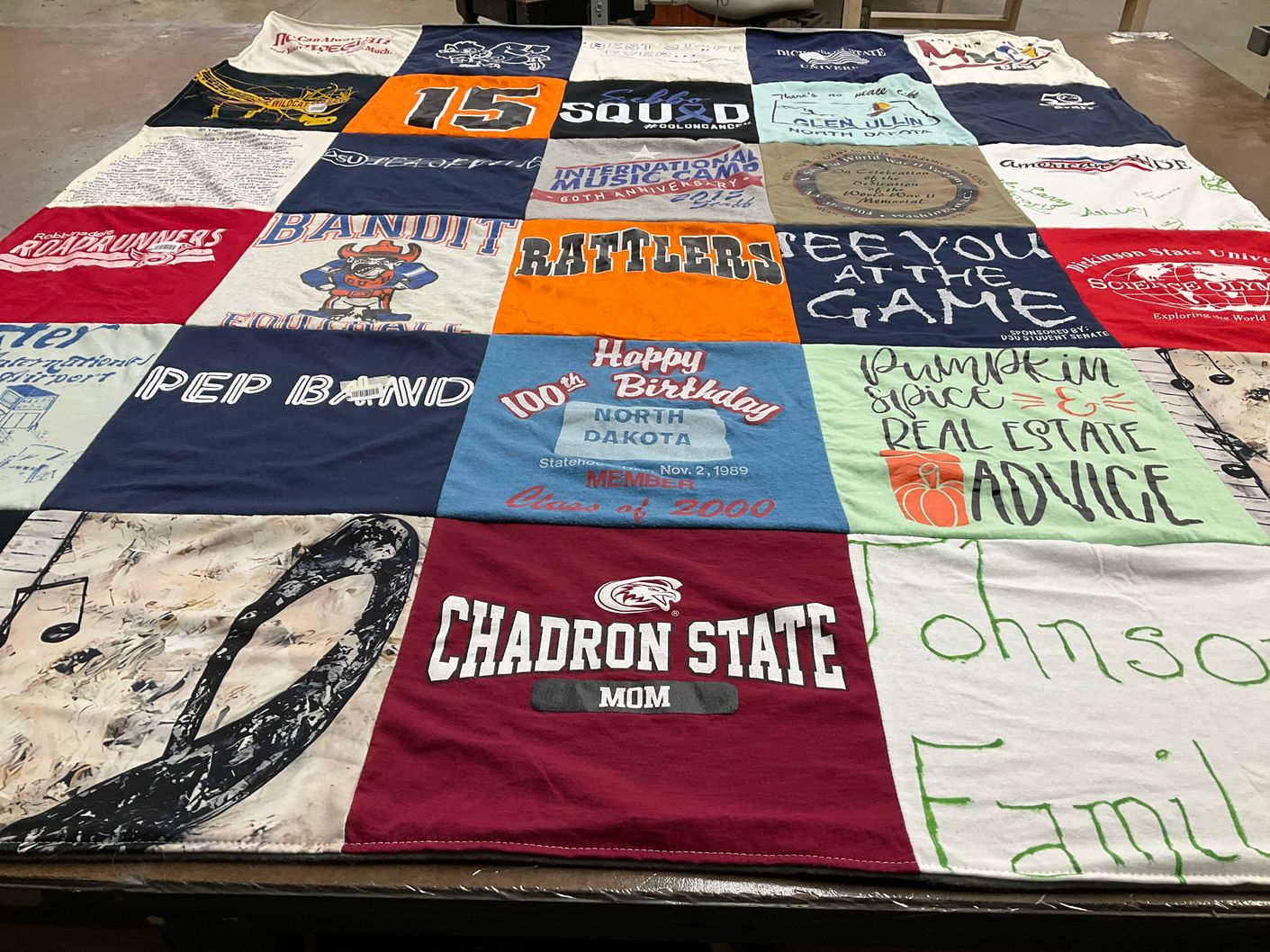 T-shirt quilt featuring chadron state university by Sheri from SD