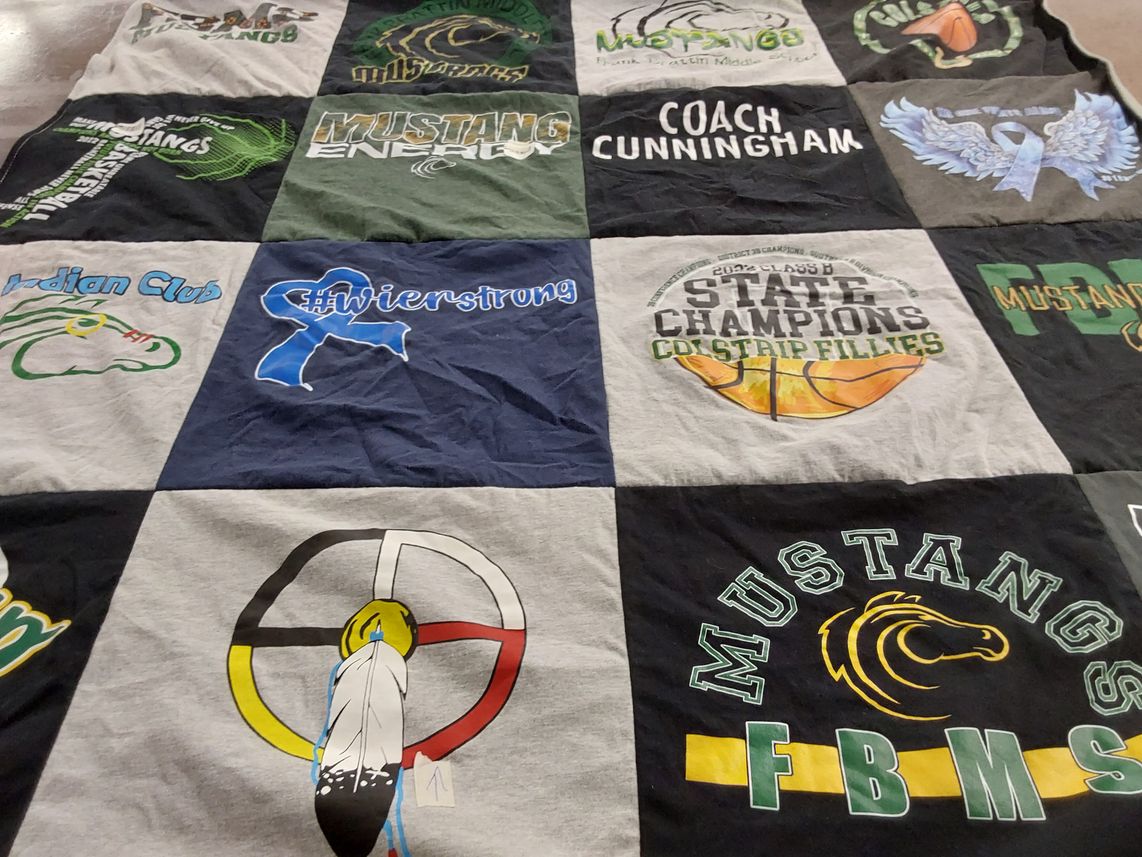 T-shirt quilt featuring fbms mustangs by Shaunessy from MT