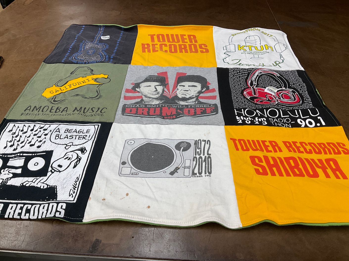 T-shirt quilt with music, radio themes by Sheldon from HI