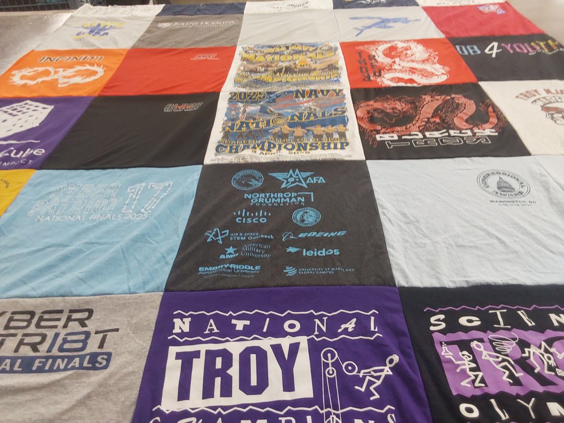 T-shirt quilt from university of maryland, embry-riddle aeronautical university by Sarah from CA