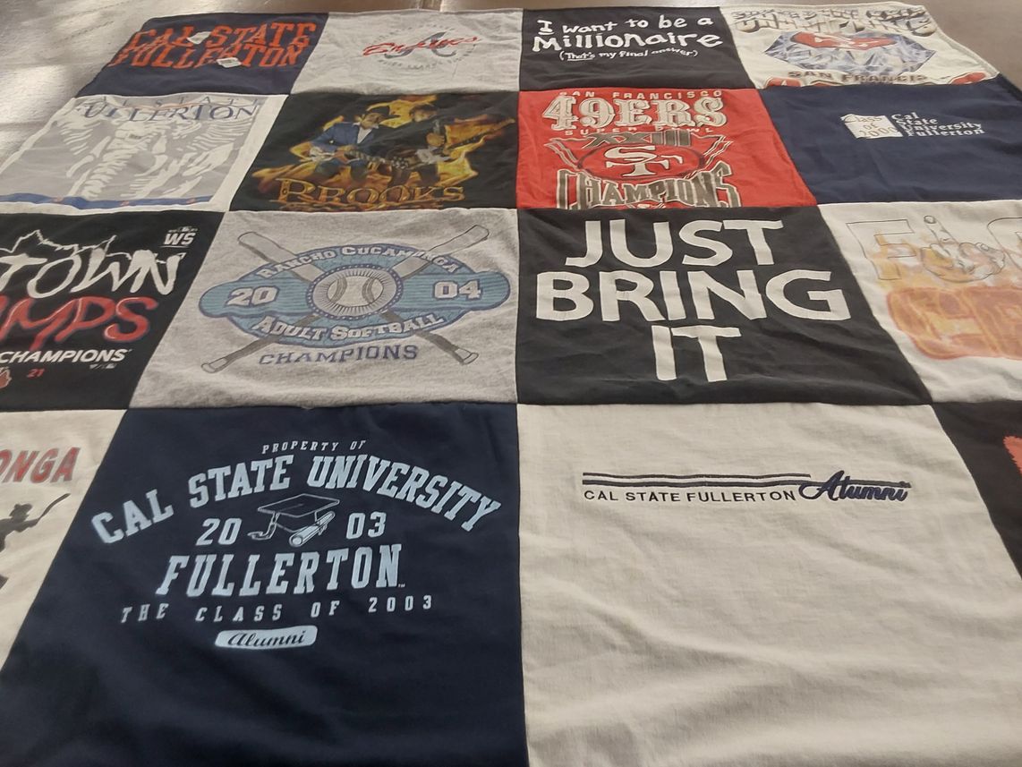 T-shirt quilt from cal state fullerton university by Debbi from CA