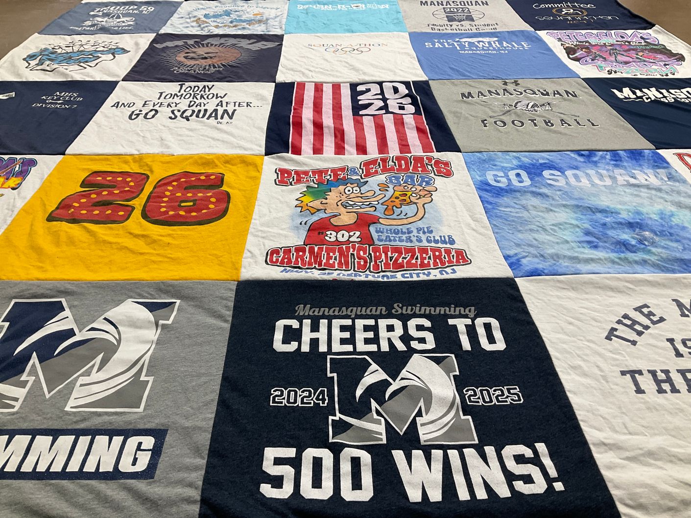 T-shirt quilt featuring manasquan swimming, manasquan football by Cari from NJ