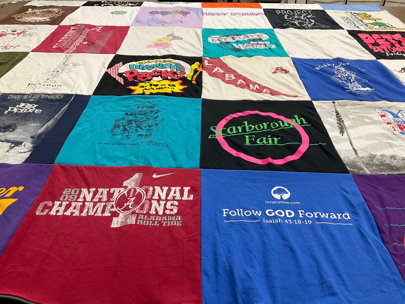 T-shirt quilt featuring university of alabama football team by Anne-Marie from TX