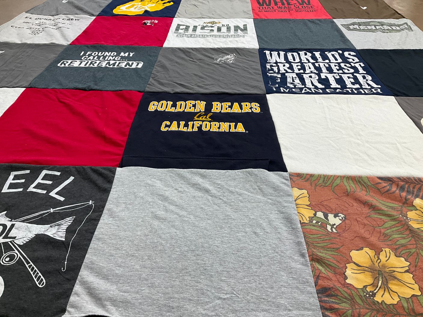 T-shirt quilt from university of california by Kimberly from CA