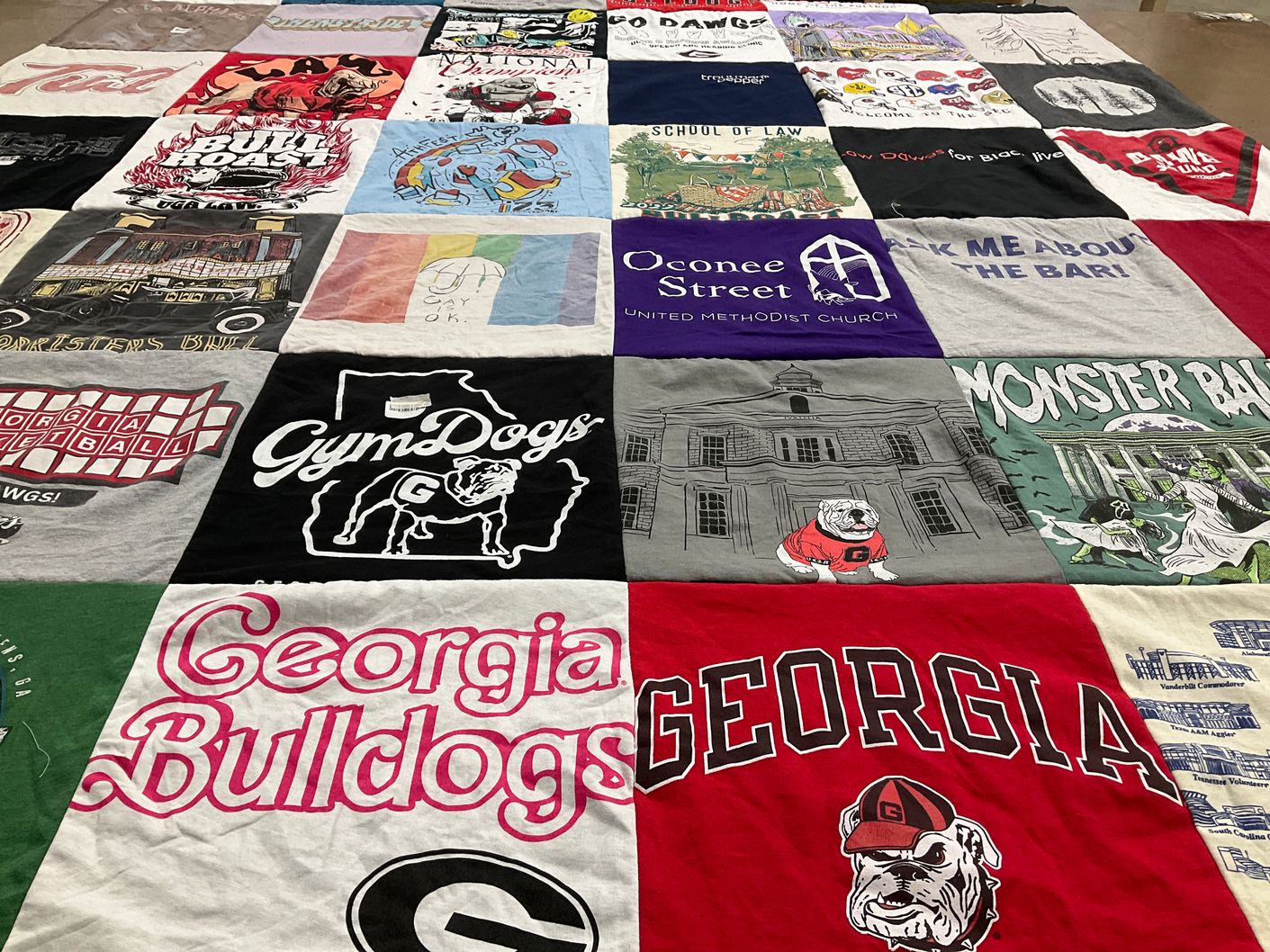 T-shirt quilt featuring university of georgia gymnastics team, university of georgia basketball team by Maggie from CA