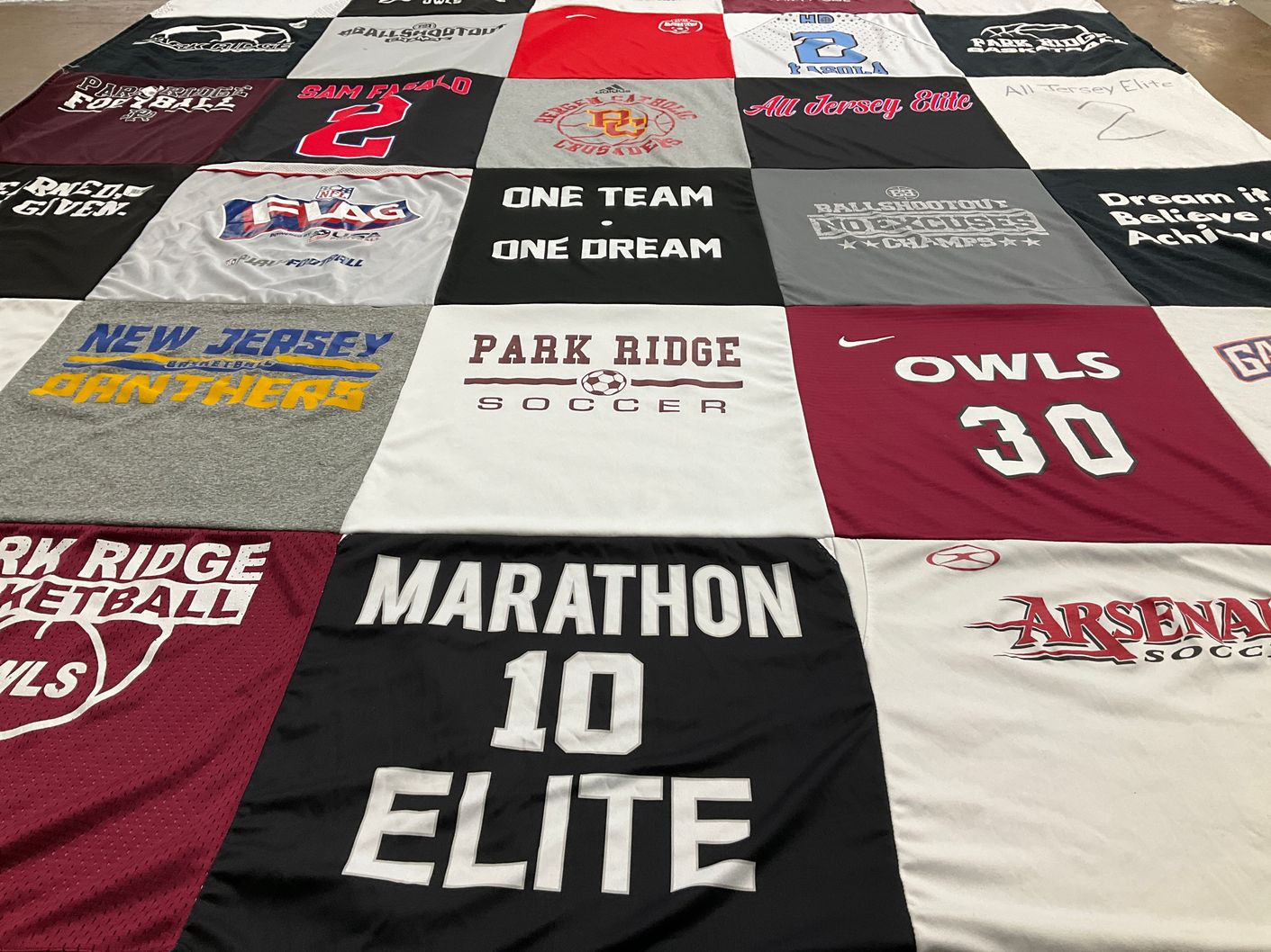T-shirt quilt featuring new jersey panthers, park ridge soccer by Dena from NJ