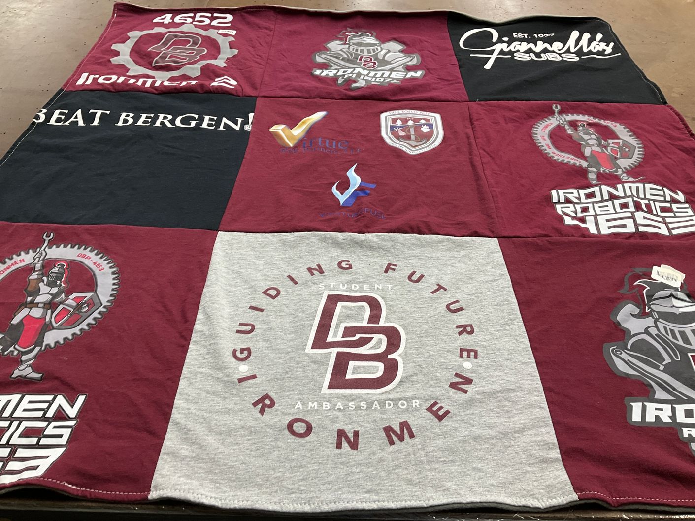 T-shirt quilt featuring ironmen robotics team by Elizabeth from TX
