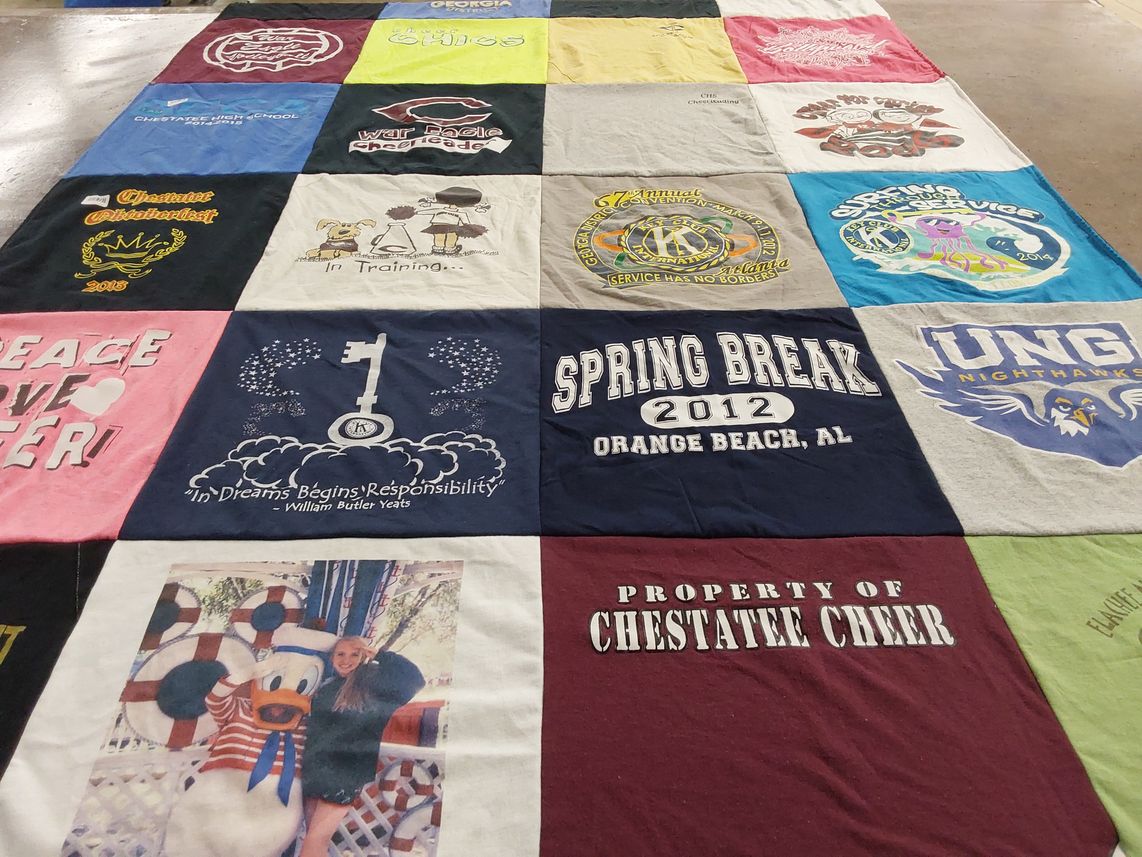 T-shirt quilt featuring ung nighthawks cheerleading by Julie from GA