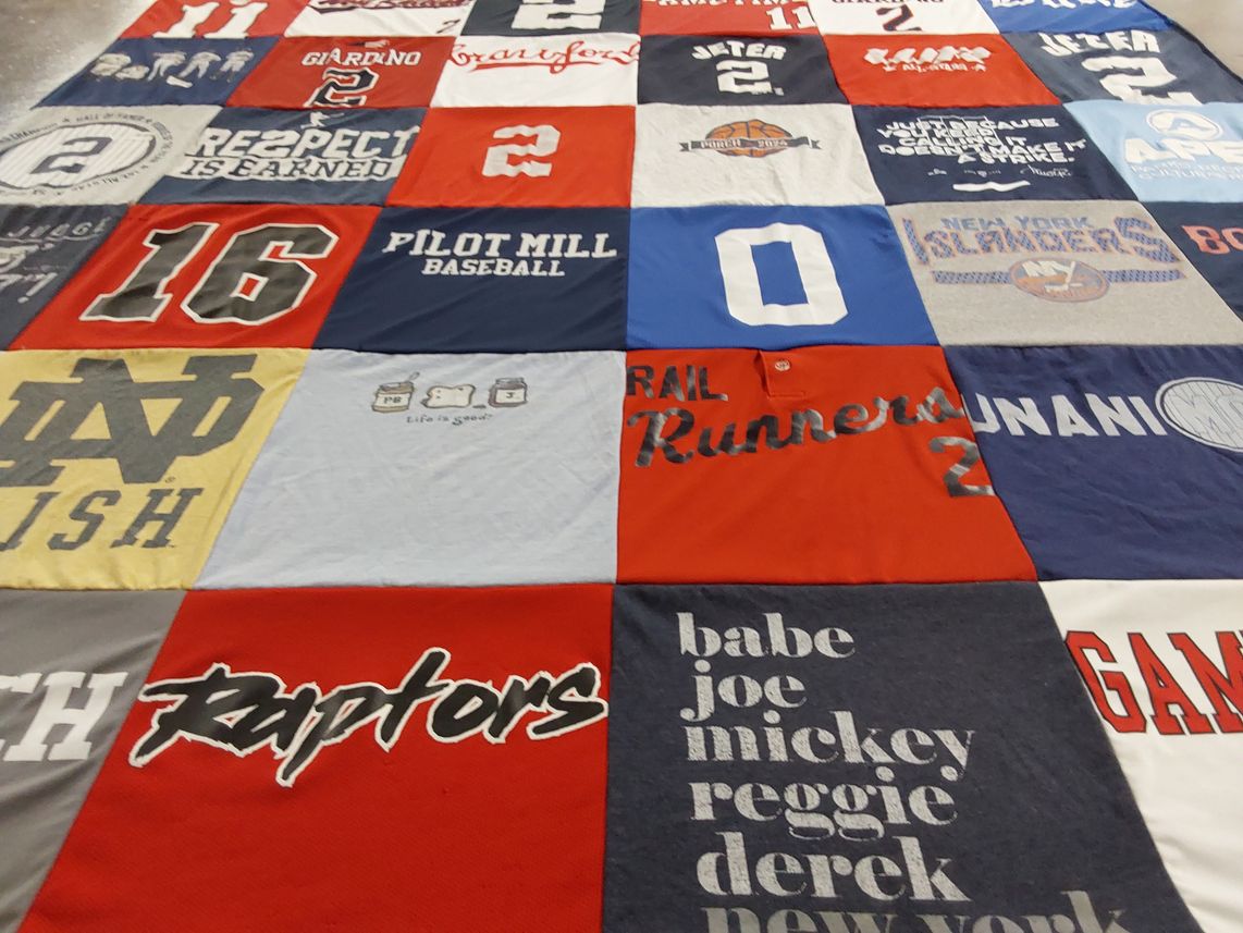 T-shirt quilt featuring toronto raptors, new york islanders by Jill from NC