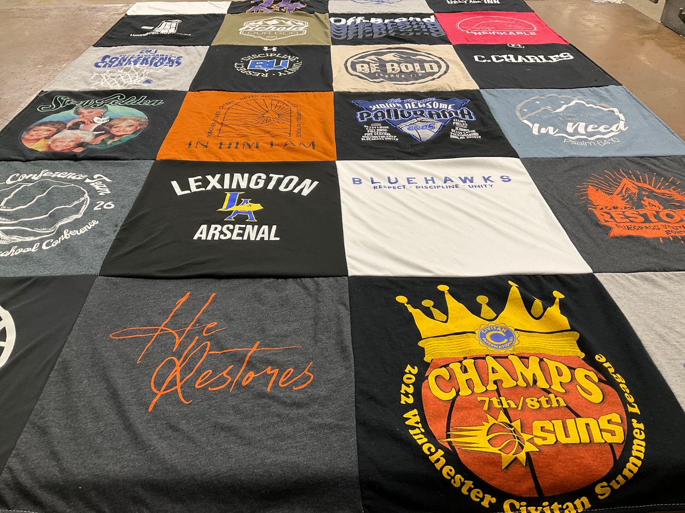 T-shirt quilt featuring bluehawks by Amber from KY
