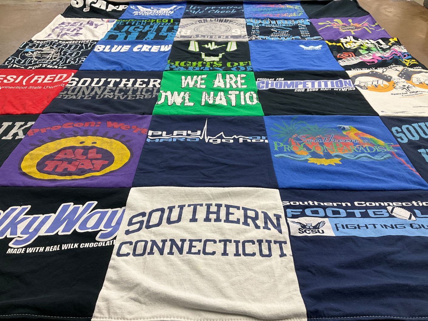 T-shirt quilt featuring southern connecticut state university football by Allyson from MA