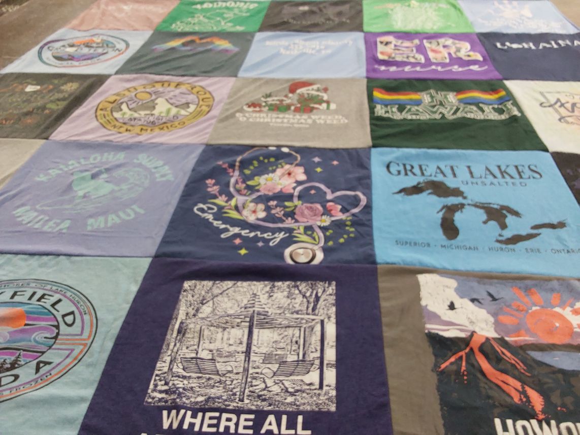 T-shirt quilt with travel, nature themes by Megan from OH