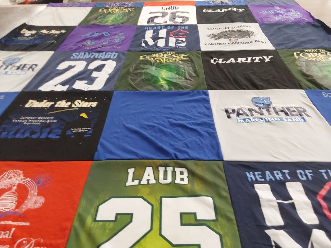 T-shirt quilt featuring panther marching band by Silvia from FL