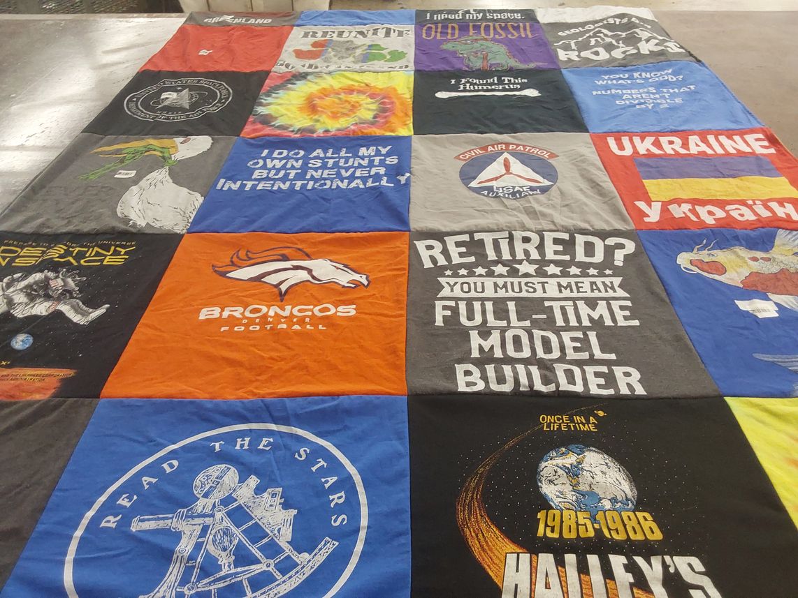 T-shirt quilt featuring denver broncos football by Jennifer from VA