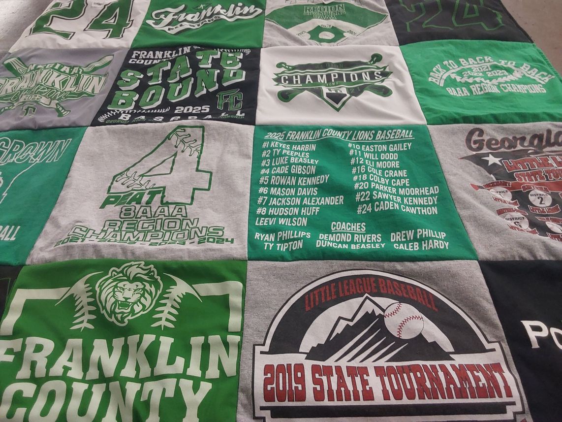 T-shirt quilt featuring franklin county lions baseball by Lisa from GA