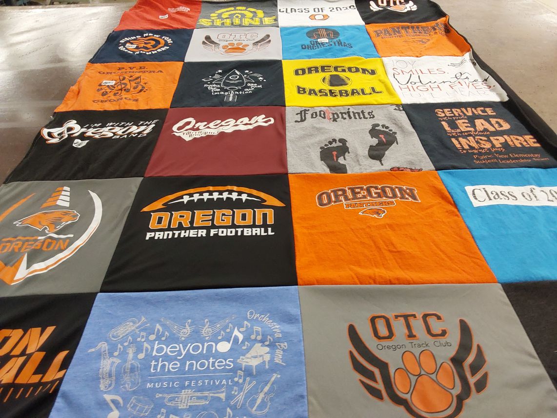 T-shirt quilt featuring oregon panther football by Jennifer from WI