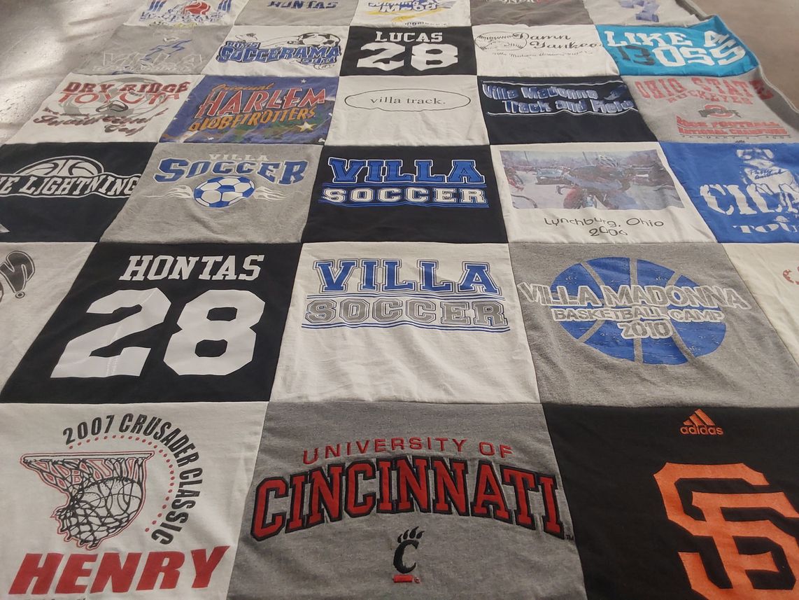 T-shirt quilt featuring villa soccer, lightning by Judie from KY