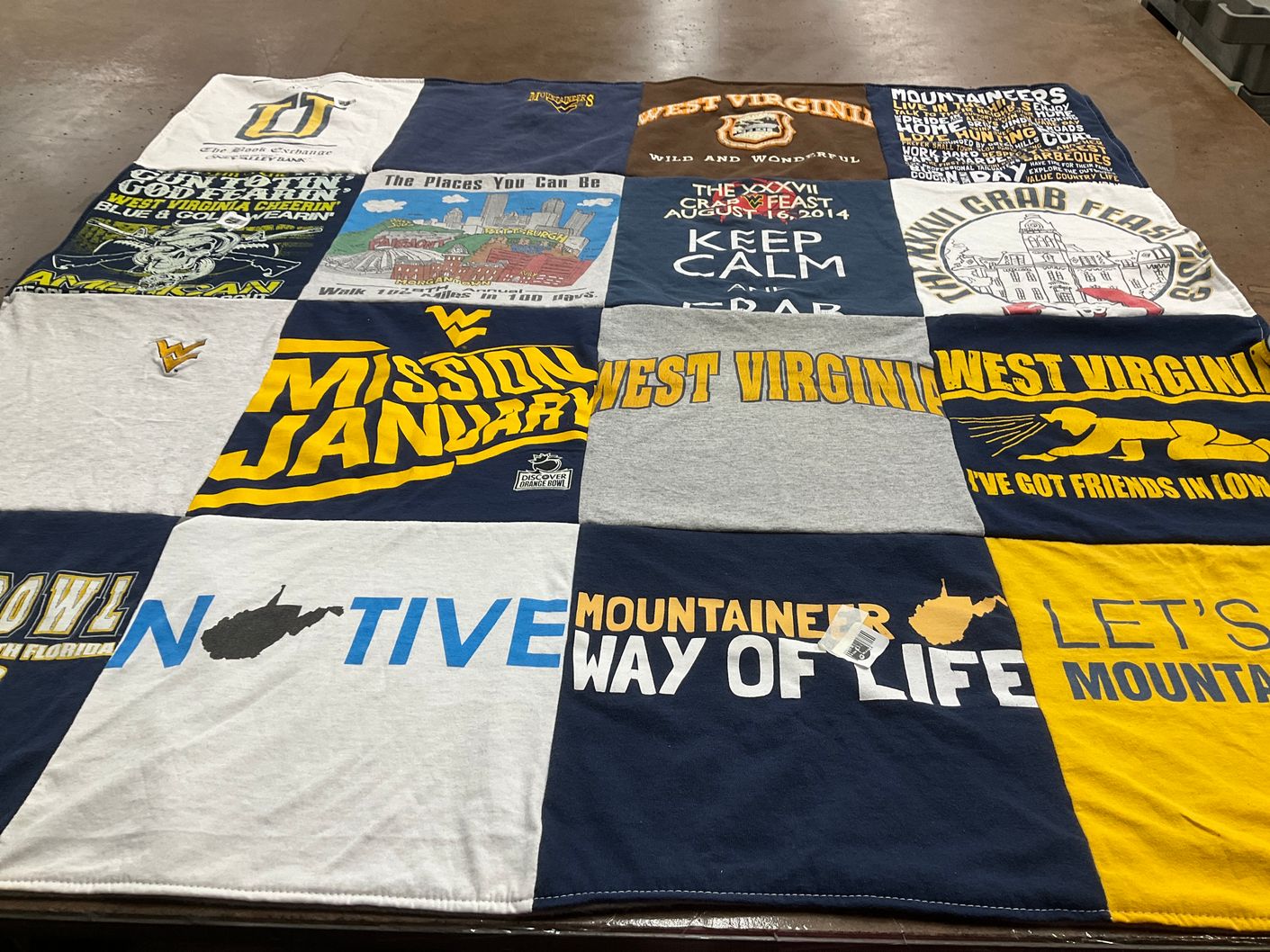 T-shirt quilt featuring west virginia mountaineers by Brandy from VA