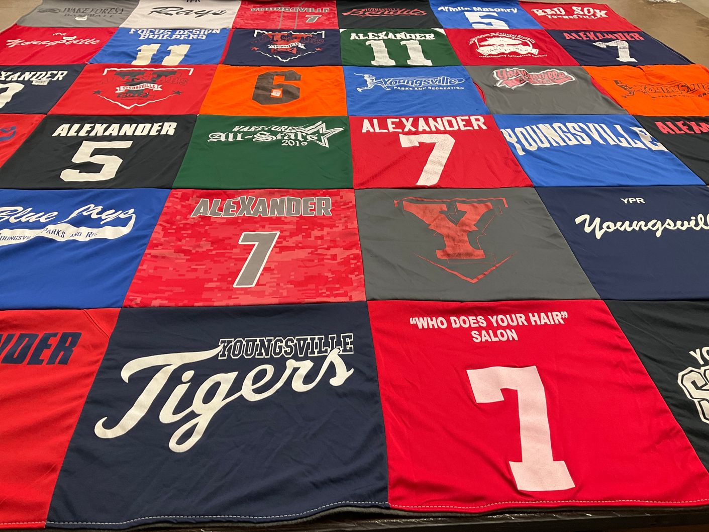 T-shirt quilt featuring youngsville tigers by Lisa from NC