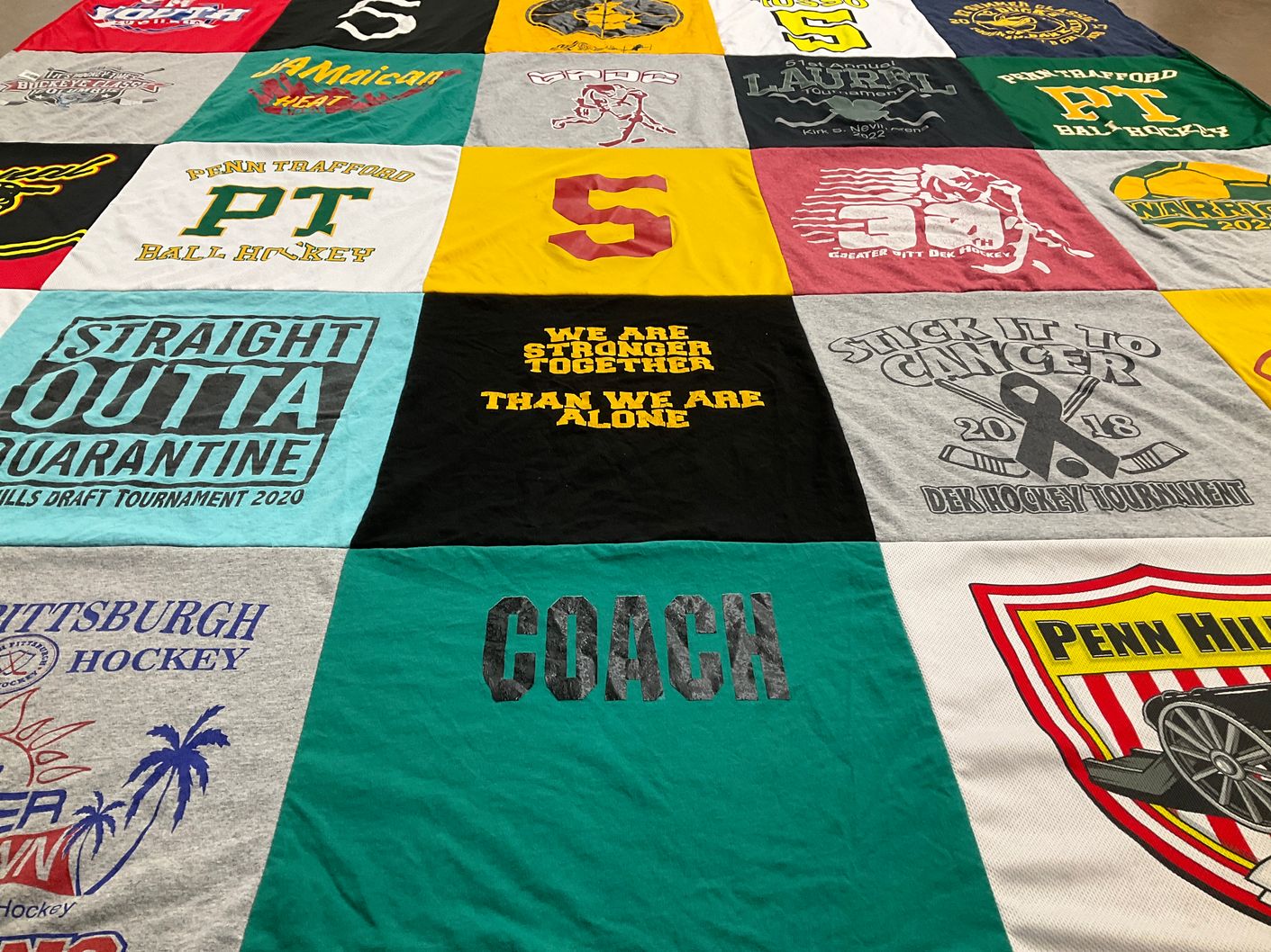 T-shirt quilt featuring penn hill high school hockey, greater pitt bethel hockey by Melissa from PA