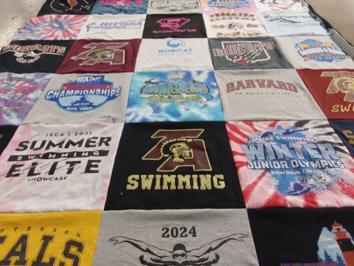 T-shirt quilt featuring westbrook high school swimming, bobcats swimming by Briana from ME