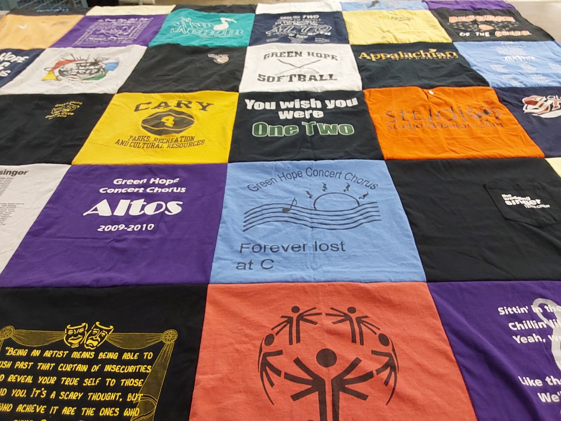 T-shirt quilt from green hope high school by Cheryl from NC