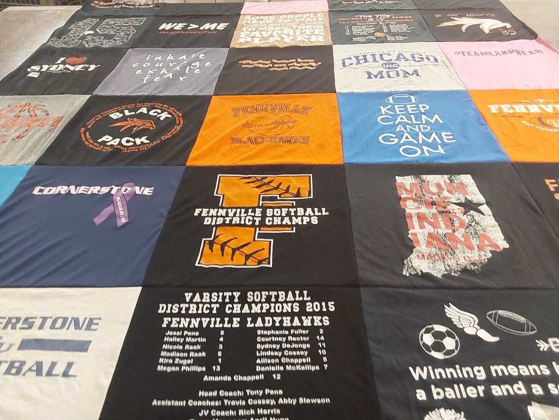 T-shirt quilt featuring fennville ladytanks, fennville black pack by Sydney from IN