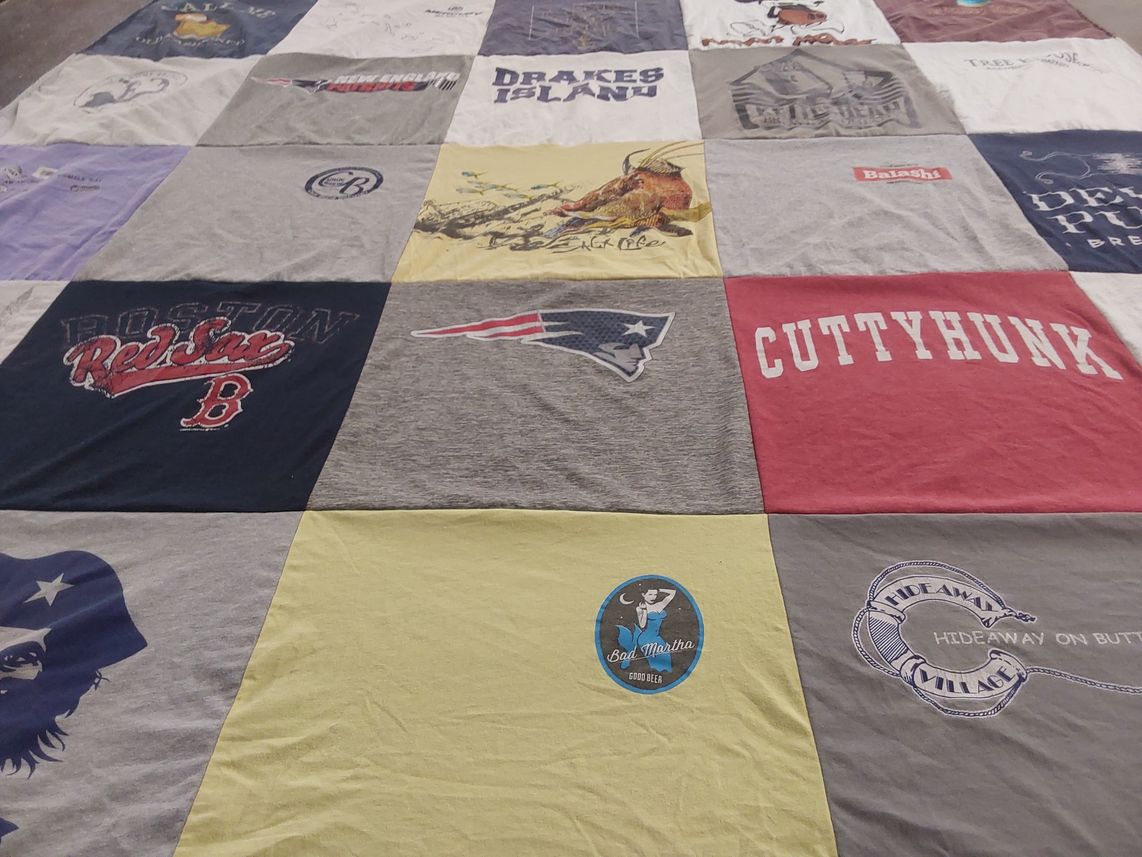 T-shirt quilt featuring boston red sox, new england patriots by Sylvia from MA