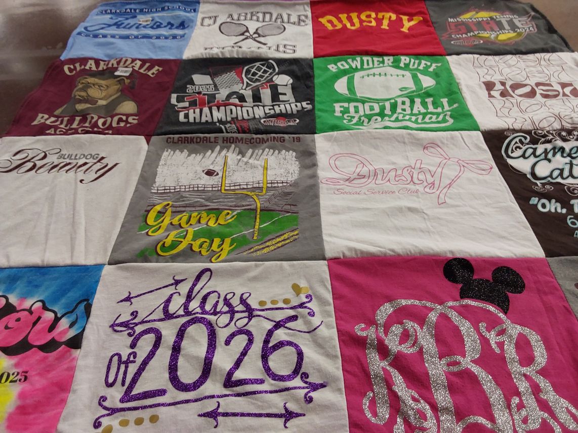 T-shirt quilt featuring clarkdale bulldogs by Kylie from MS